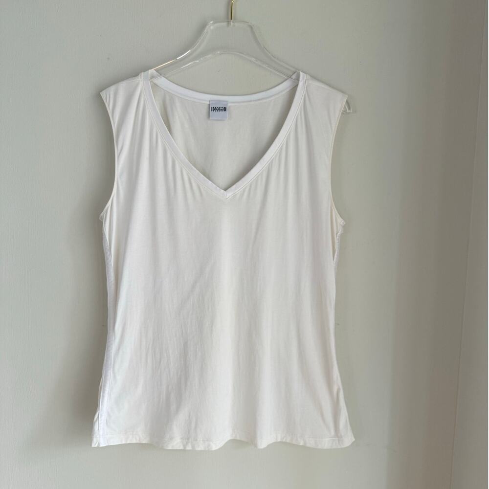 Wolford Ontario Tank Top Size Large 59244 V-neck Cream Satin Trim Minimalist